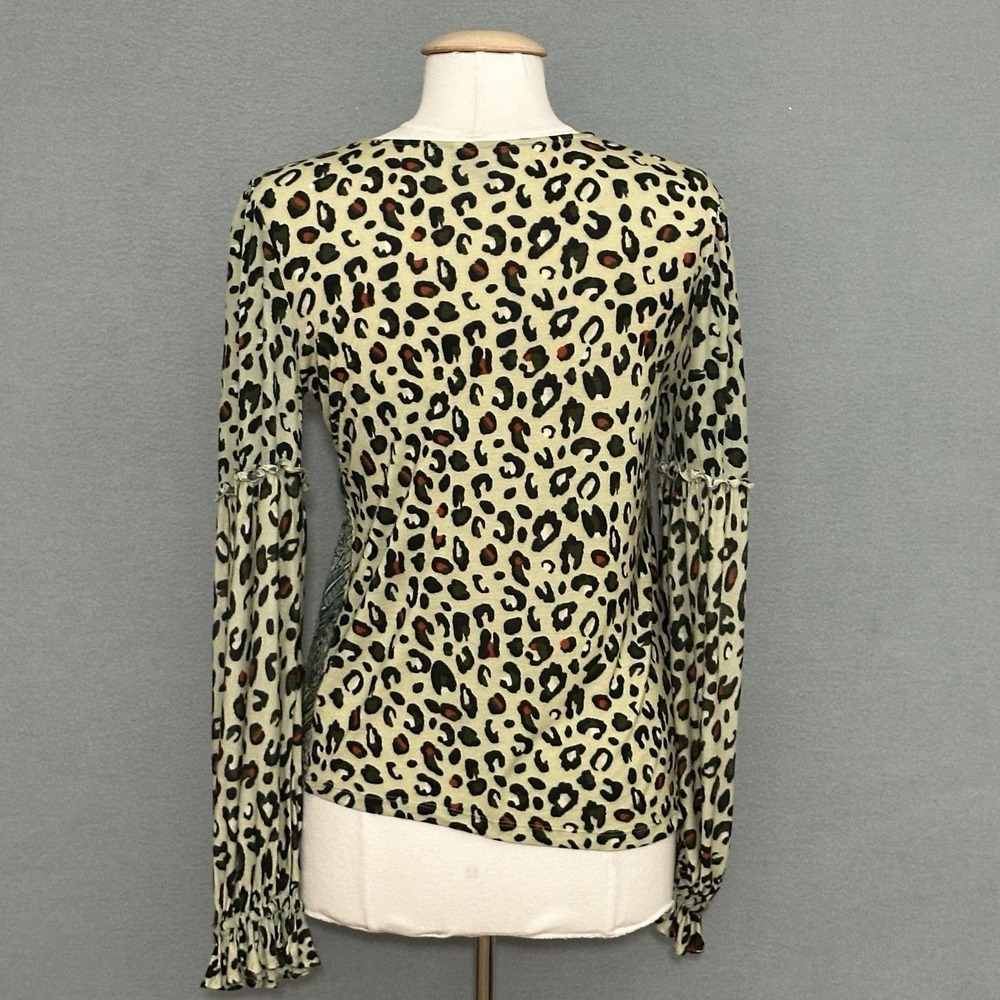 Bl-nk London Anthropologie Womens Top M Sibley Safari Cheetah Elephant Wildlife - Picture 6 of 13